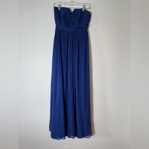 J. Crew Nadia Long Dress Silk Chiffon Dark Cove Blue Wedding Formal‎ Size 6